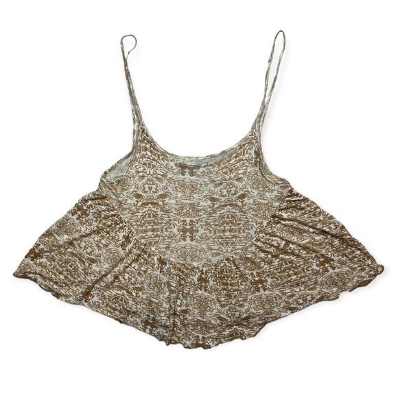 Urban Outfitters Fearne Floaty Babydoll Cami in Tan/White Print - Picture 2 of 7